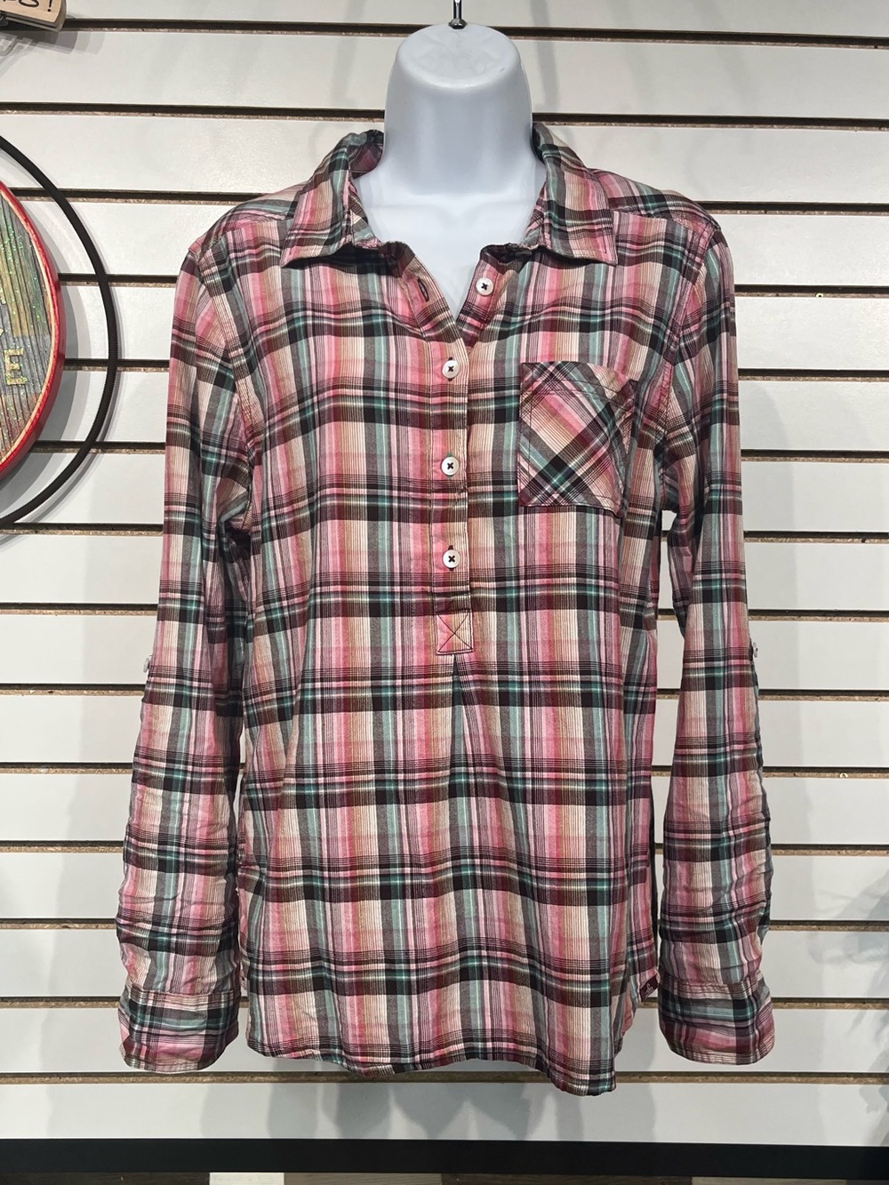 PrAna “Gina” style plaid shirt size medium - Picture 4 of 10